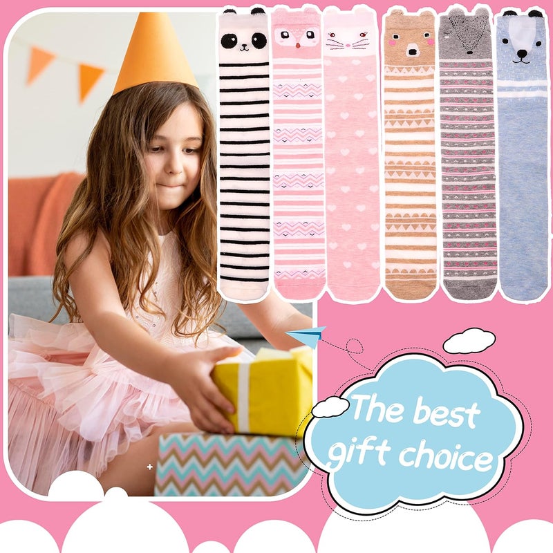 ANTSANG Kids Girls Knee High Socks Long Boot Crazy Silly Fun Gift Cute Tall Animal Socks for Child 6 Pairs - Image 5